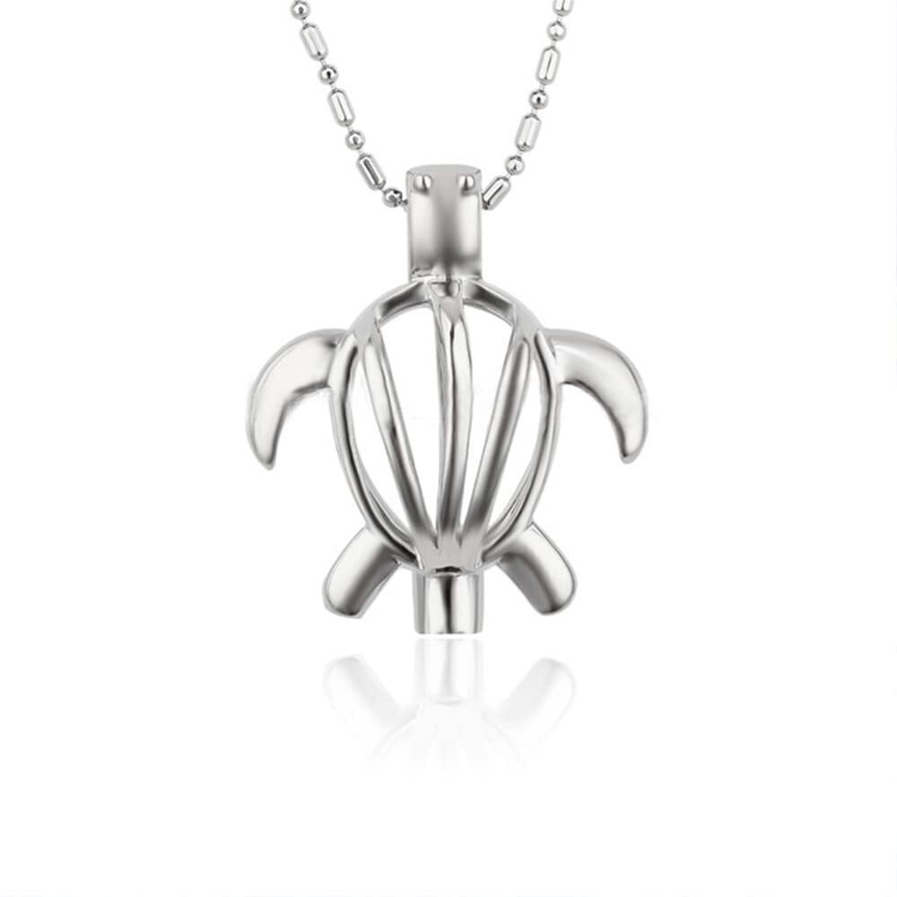 8639 5PCS Turtle Cage Pendants for Pearl Jewelry Making Silver Plated